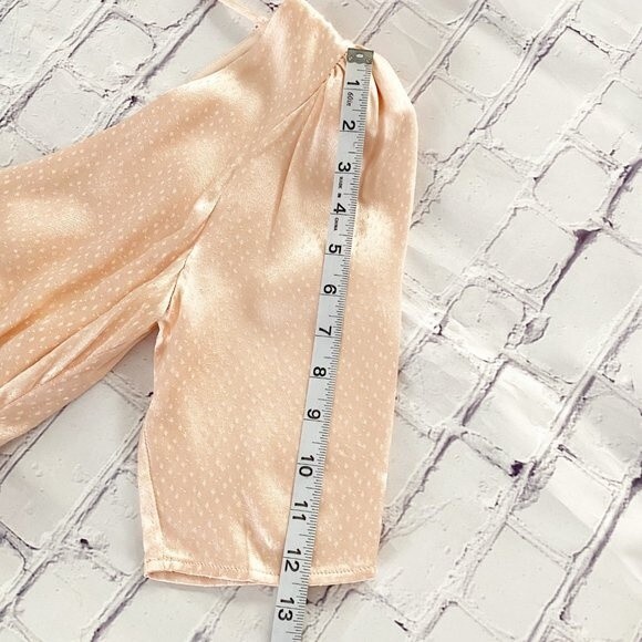 LPA Soft Blush Pink 3/4 Sleeve V Neck & Back Elettra Satin Jacquard Smocked S - Picture 10 of 13